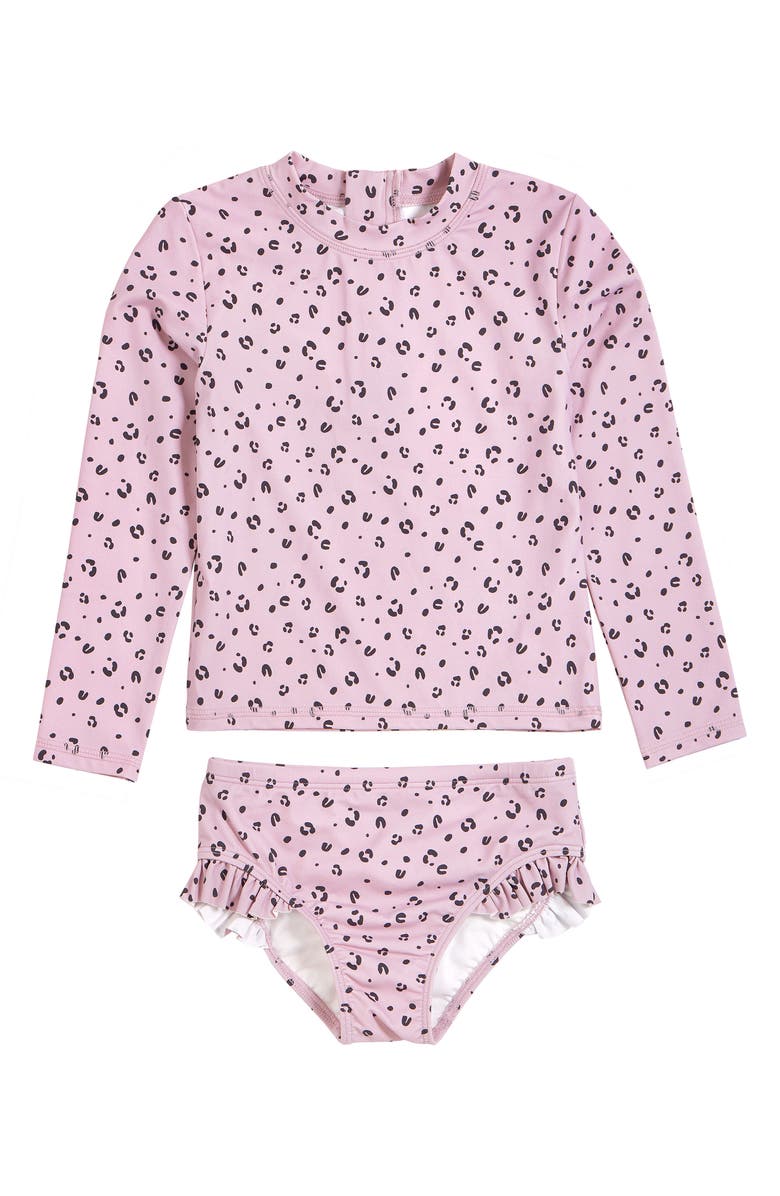 Petit Lem Kids' Long Sleeve Two-Piece Rashguard Swimsuit, Main, color,