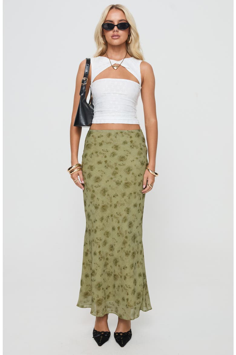 Piazia Chiffon Maxi Skirt, Alternate, color, GREEN