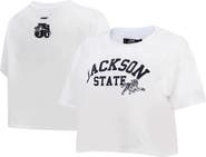 PRO STANDARD Women's Pro Standard White Jackson State Tigers Classic Three-Hit Boxy Cropped T-Shirt