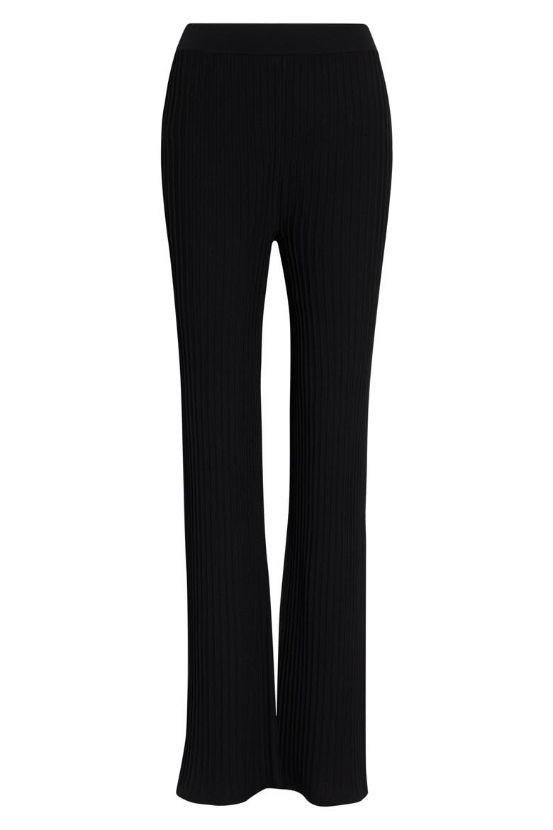 Pure Bello Rib Kick Flare Pants, Alternate, color, BLACK