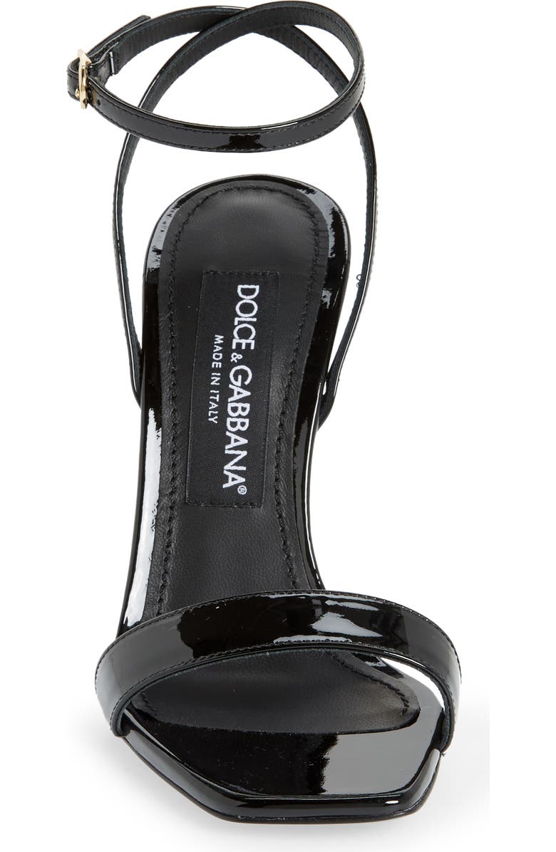 Dolce&Gabbana Logo Heel Ankle Strap Sandal, Alternate, color, Black