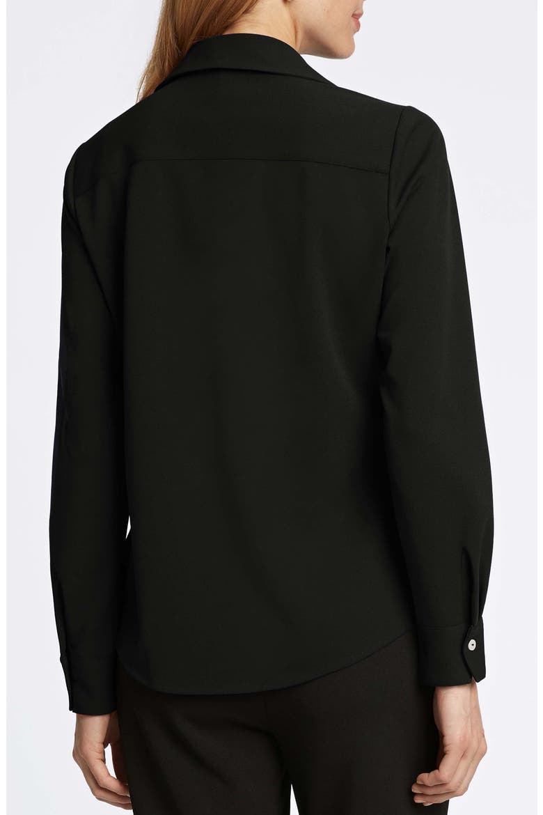 Mary Crepe Knit Button-Up Shirt, Alternate, color, BLACK