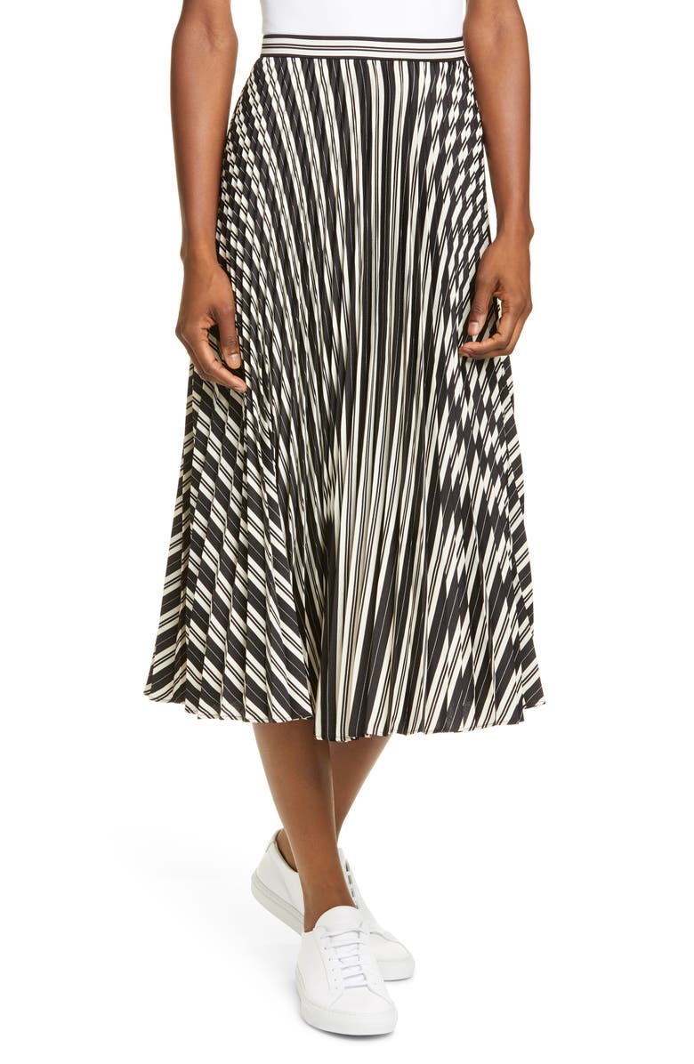 Club Monaco Annina Pleated Satin Skirt, Main, color, 