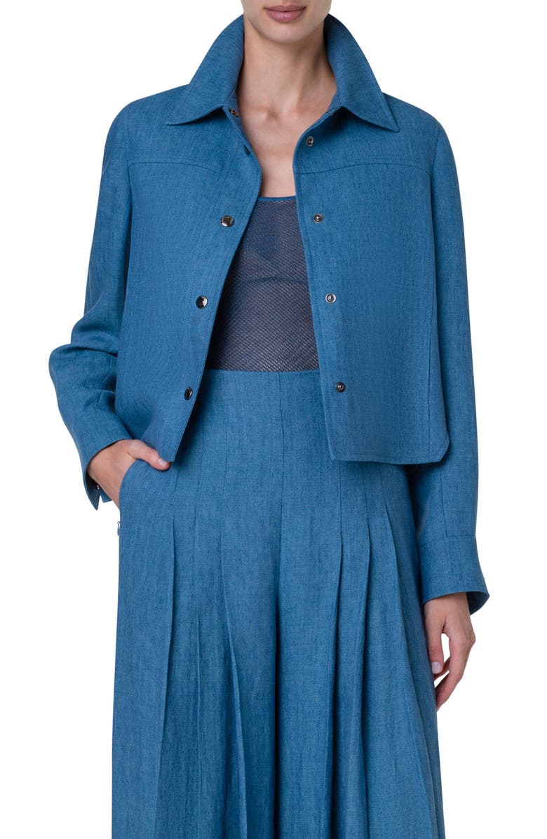 Akris Talitha Crop Linen Shirt Jacket, Main, color, 
