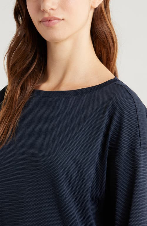 Shop Zella Textured Equilibrium Long Sleeve T-shirt In Navy Sapphire