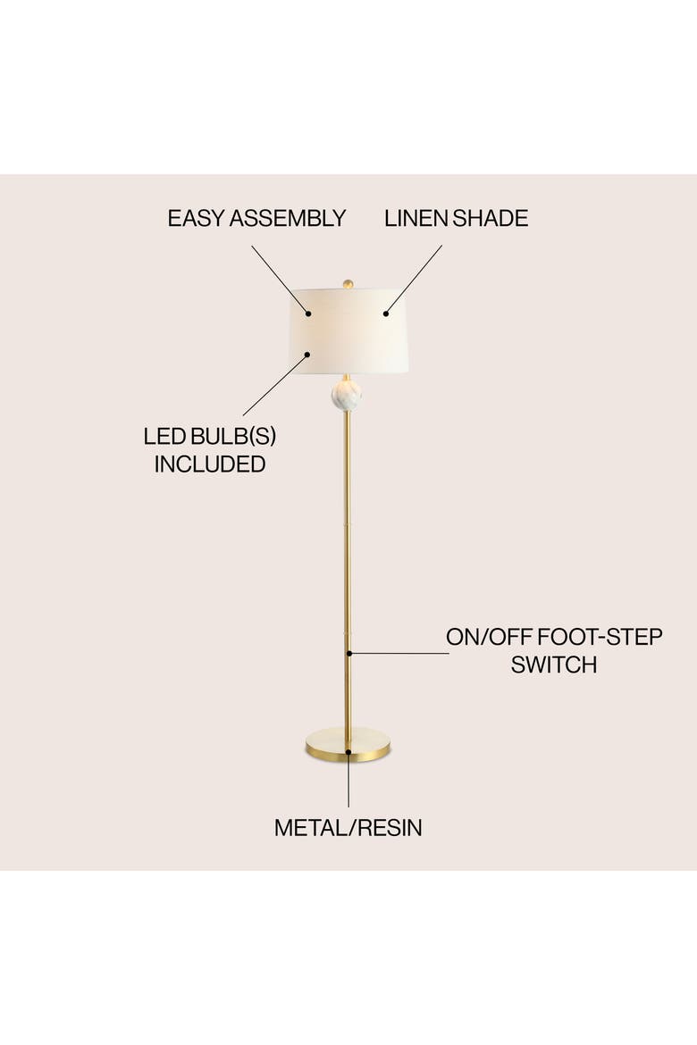 Vaughn Modern Metal/Resin LED Floor Lamp, Alternate, color, Brass Gold/White
