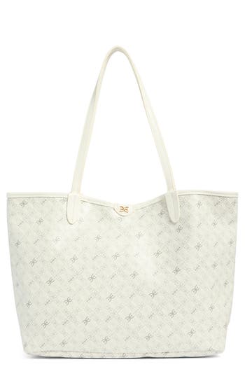 Sam Edelman Harper Monogram Medium Shopper Tote Bag In White