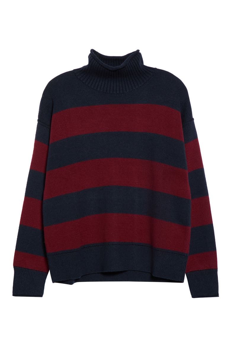 Maggie Rollneck Striped Sweater, Main, color, CABERNET AND NAVY