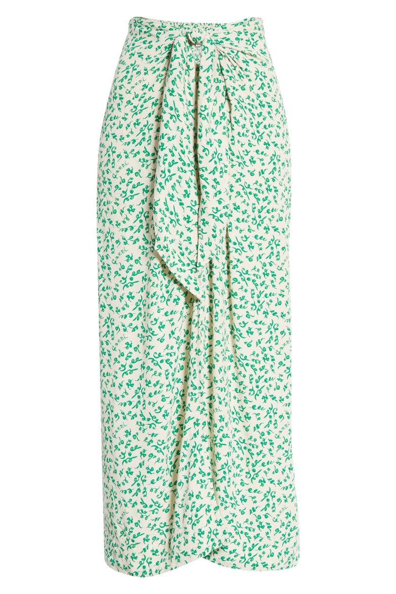 Print Tie Waist Midi Skirt, Alternate, color, TAPIOCADNU