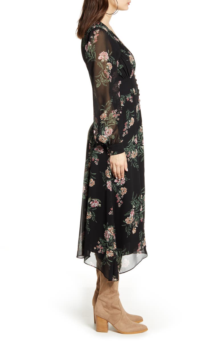 ASTR the Label Floral Long Sleeve Midi Dress, Alternate, color, 