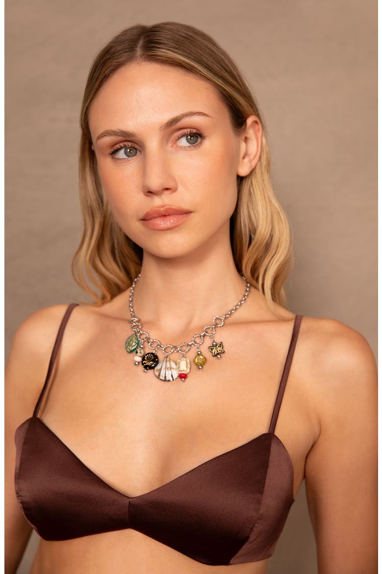 Crest Charm Necklace, Alternate, color, MULTI