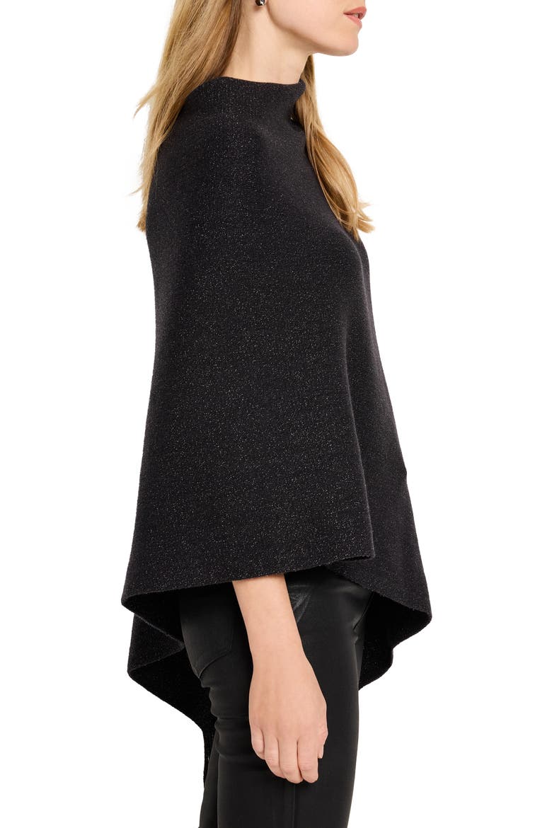 Go To Metallic Fringe Trim Poncho, Alternate, color, BLACK ONYX