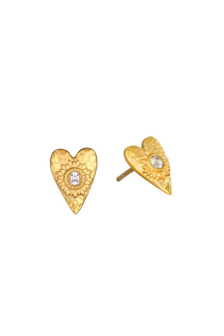 Sacred Connection Heart Lotus Stud Earrings, Main, color, Gold