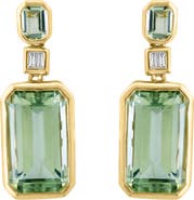 EFFY 14K Yellow Gold Geometric Green Amethyst & Diamond Drop Earrings