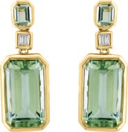 EFFY 14K Yellow Gold Geometric Green Amethyst & Diamond Drop Earrings