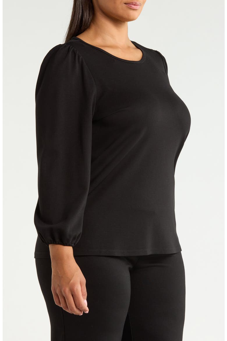 Puff Sleeve Knit Top, Alternate, color, ANNE BLACK