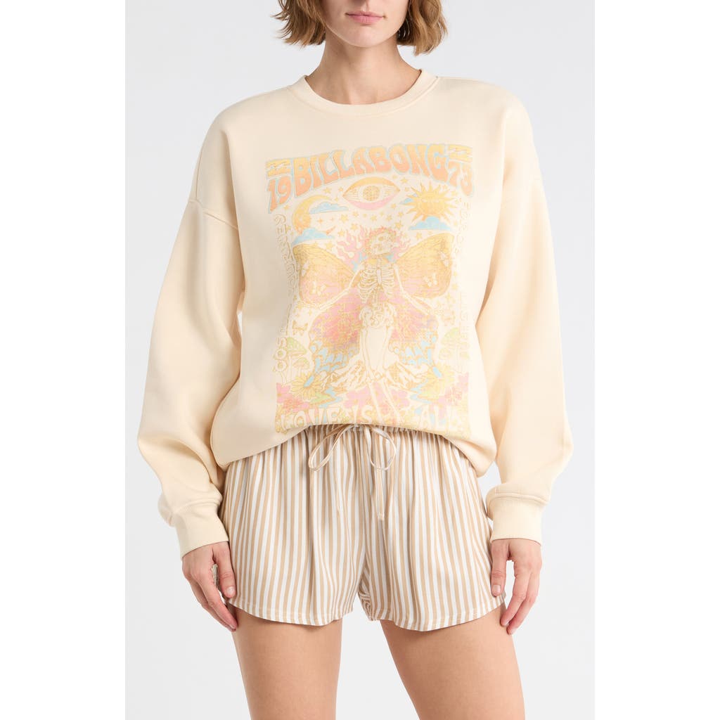 Billabong Boyfriend Crewneck Sweatshirt In White