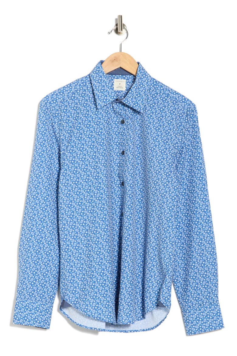 Paisley Print Stretch Dress Shirt, Alternate, color, DUSTY BLUE