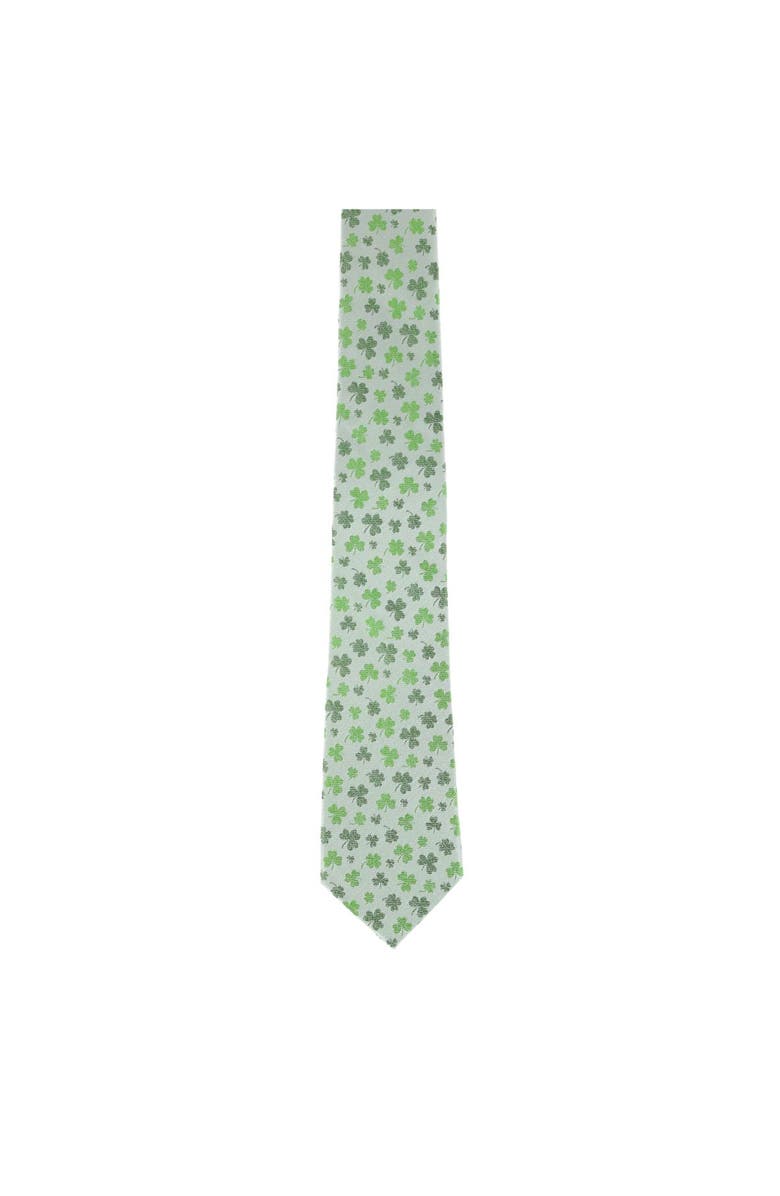 Trafalgar White Shamrock Novelty Silk Necktie, Alternate, color, White Shamrock