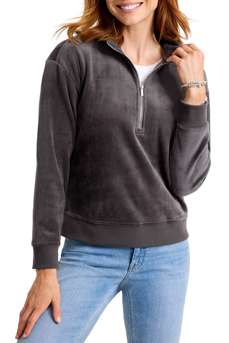 Cozy Cord Half Zip Sweatshirt, Main, color, STEEL WOOL