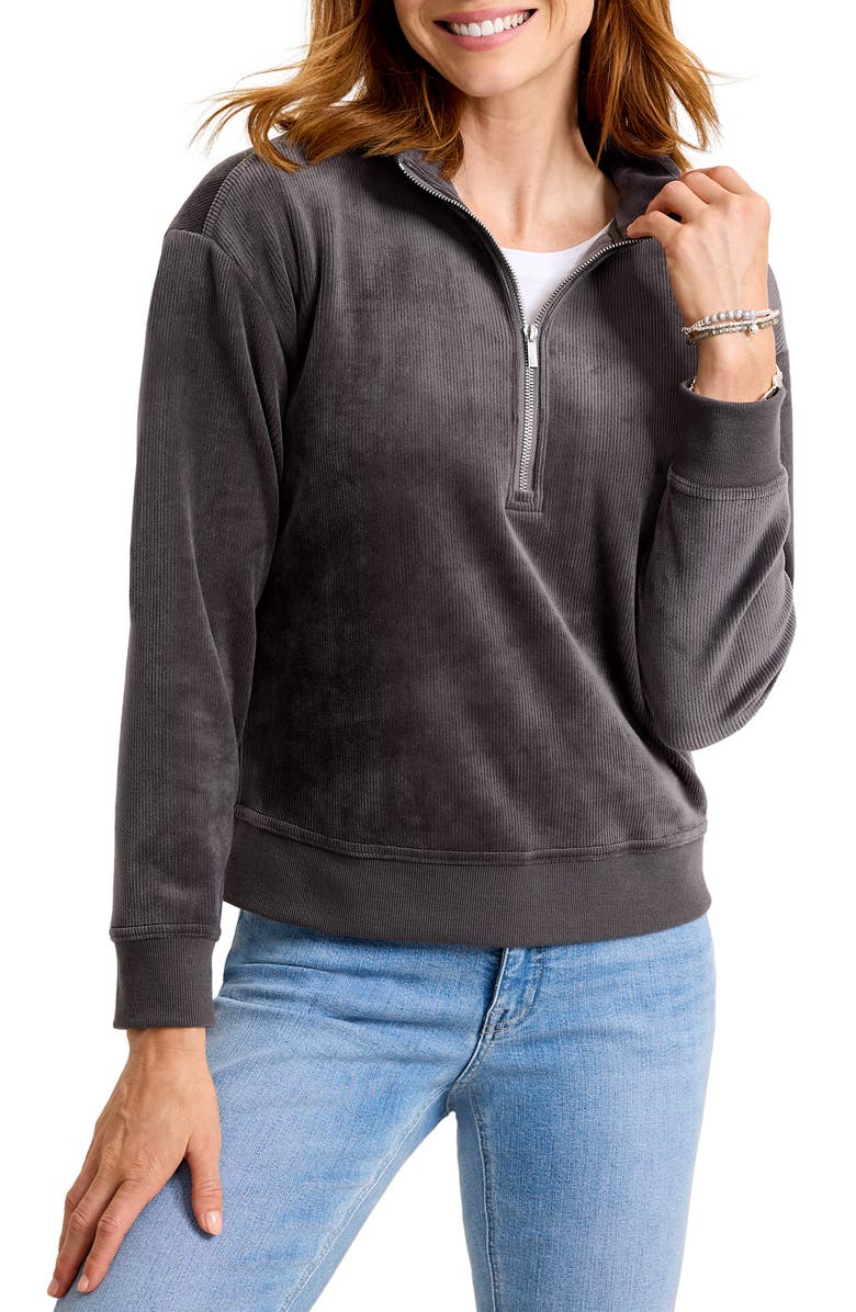 Tommy Bahama Cozy Cord Half Zip Sweatshirt, Main, color, Steel Wool