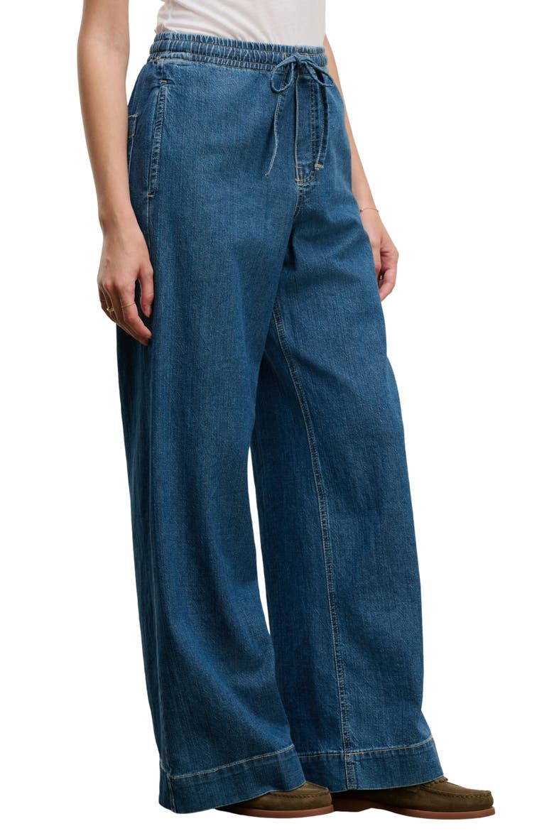 Mira Wide Leg Drawstring Waist Jeans, Alternate, color, DARK BU