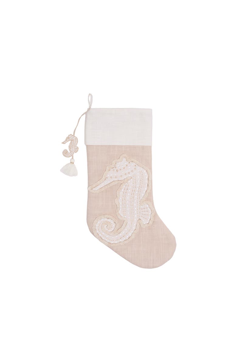 C&F Home Gold Coast Seahorse Hanging Christmas Stocking 20", Main, color, Gold