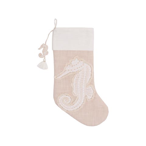 Gold Coast Seahorse Hanging Christmas Stocking 20"