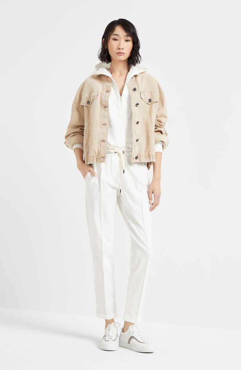 Brunello Cucinelli Ribbed jersey top, Alternate, color, 