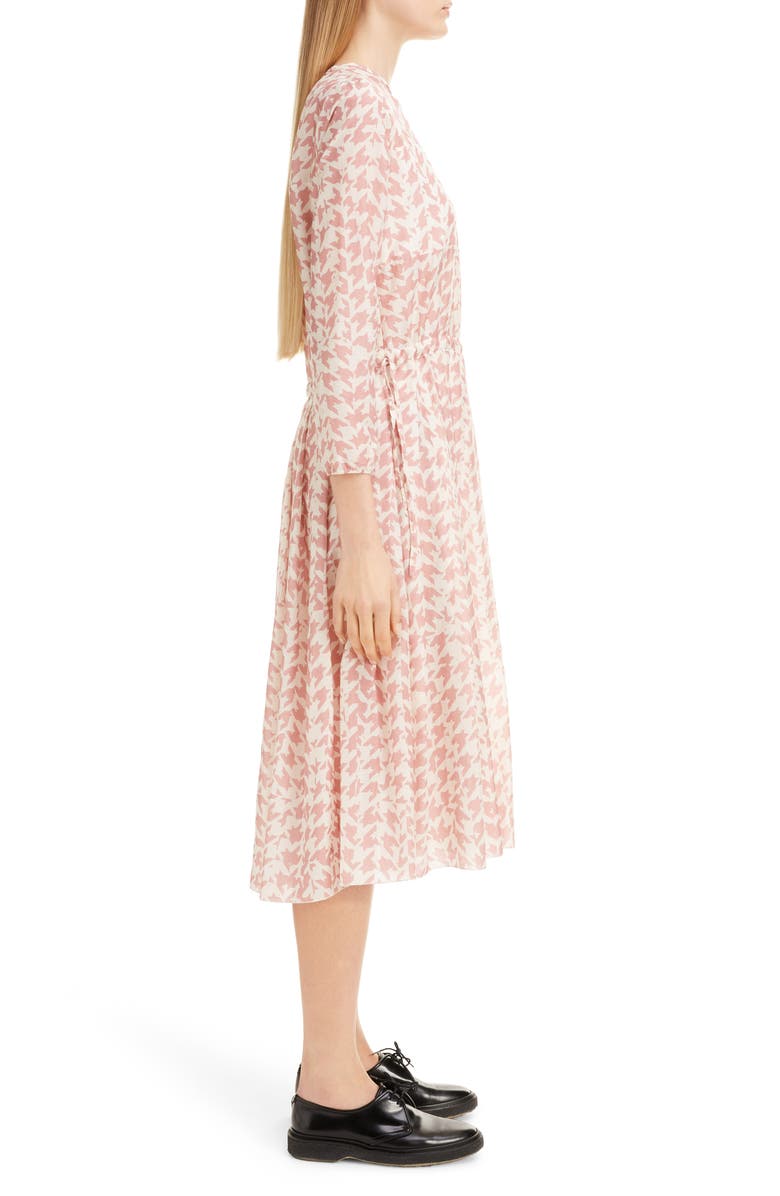 Sara Lanzi Pleated Houndstooth Midi Dress, Alternate, color, 
