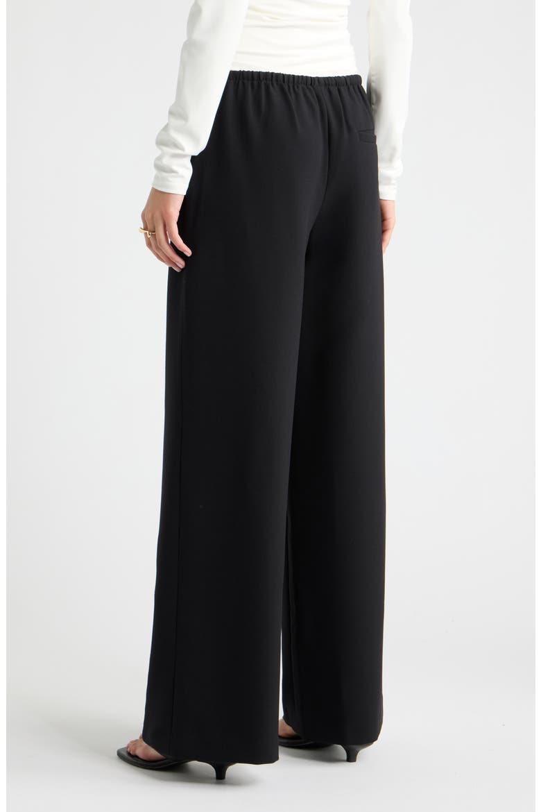 Icon Twill Pull-On Wide Leg Pants, Alternate, color, BLACK