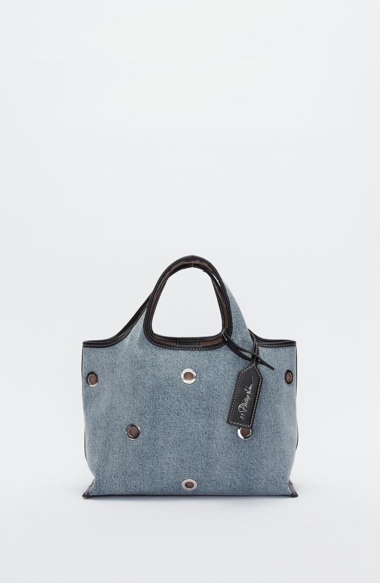 3.1 Phillip Lim Denim Market Tote with Grommets, Main, color, Washed Indigo