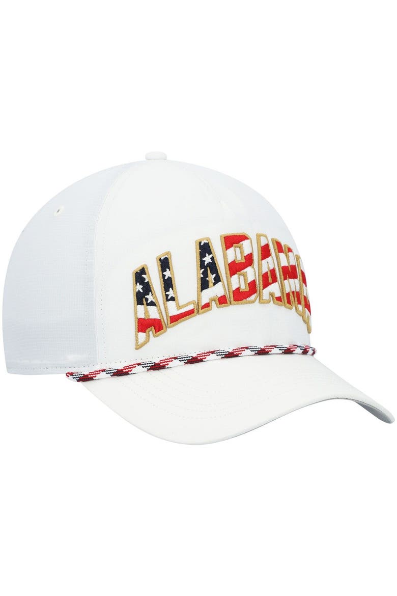 Men's '47 White Alabama Crimson Tide Stars and Stripes Flag Flutter Hitch Snapback Hat, Alternate, color, White