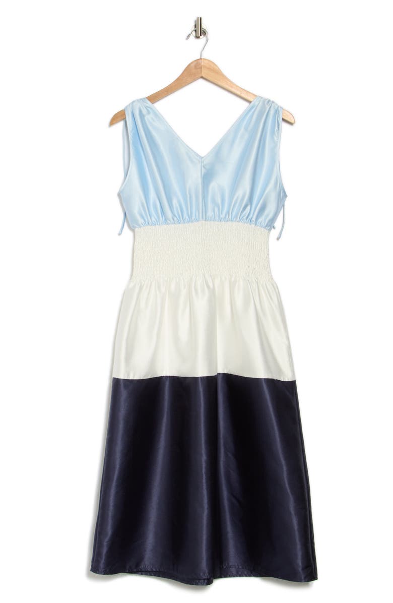 AREA STARS Kelli Shantung Colorblock Midi Dress, Alternate, color, Light Blue