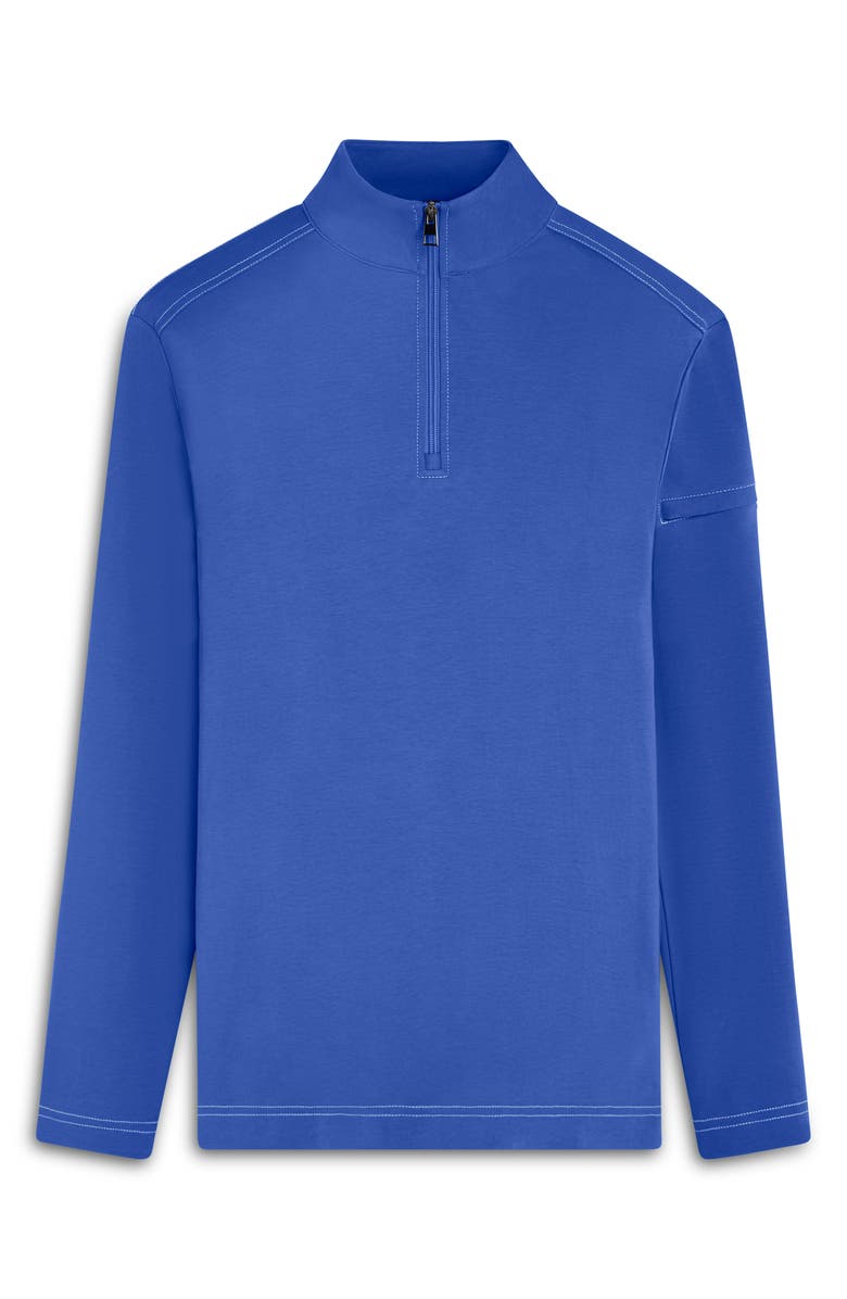 Bugatchi Quarter Zip Knit Pullover, Alternate, color, Classic Blue