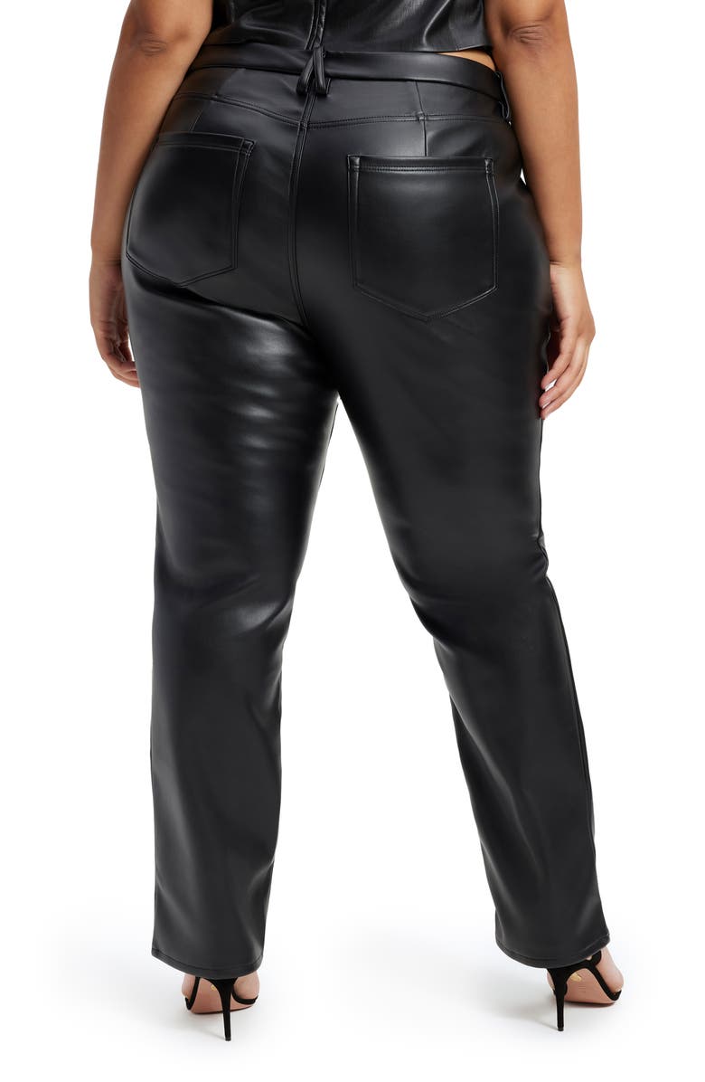 Good American Better Than Leather Faux Leather Good Icon Pants, Alternate, color, Black001