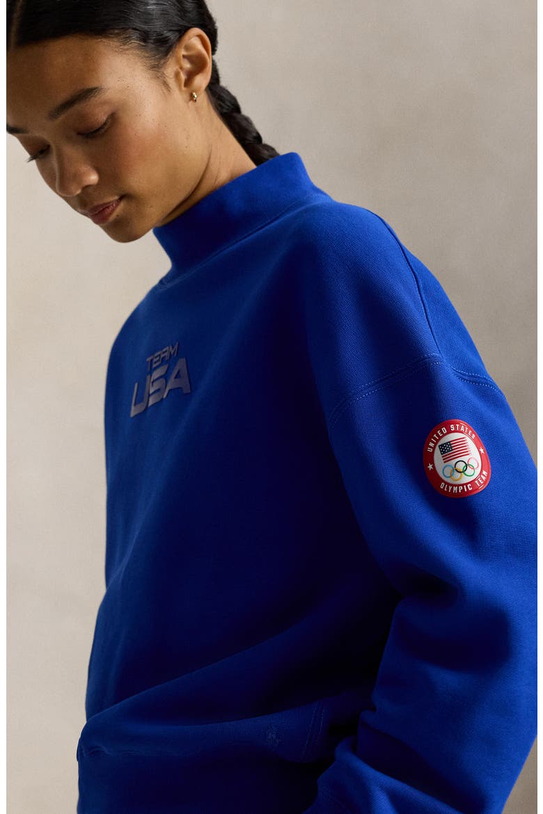 Team USA Fleece Mock Neck Sweatshirt, Alternate, color, SAPPHIRE STAR