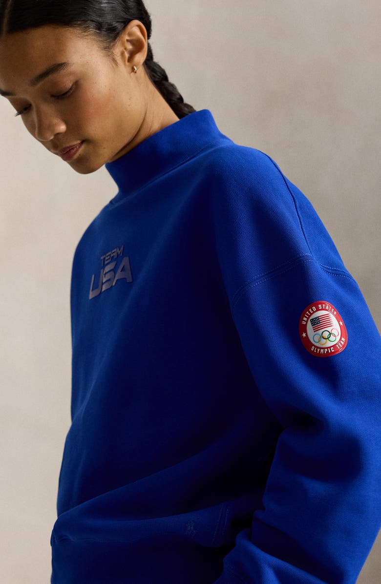 Polo Ralph Lauren Team USA Fleece Mock Neck Sweatshirt, Alternate, color, Sapphire Star
