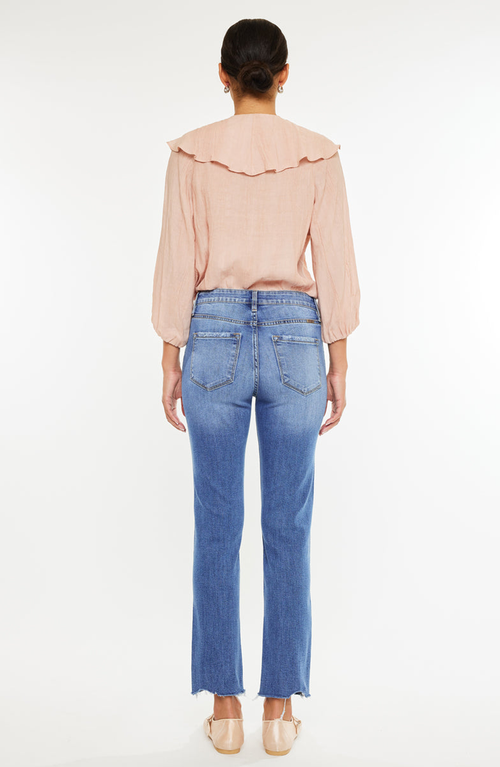 Kancan Kathleen Essentials High Rise Slim Straight Jeans In Blue