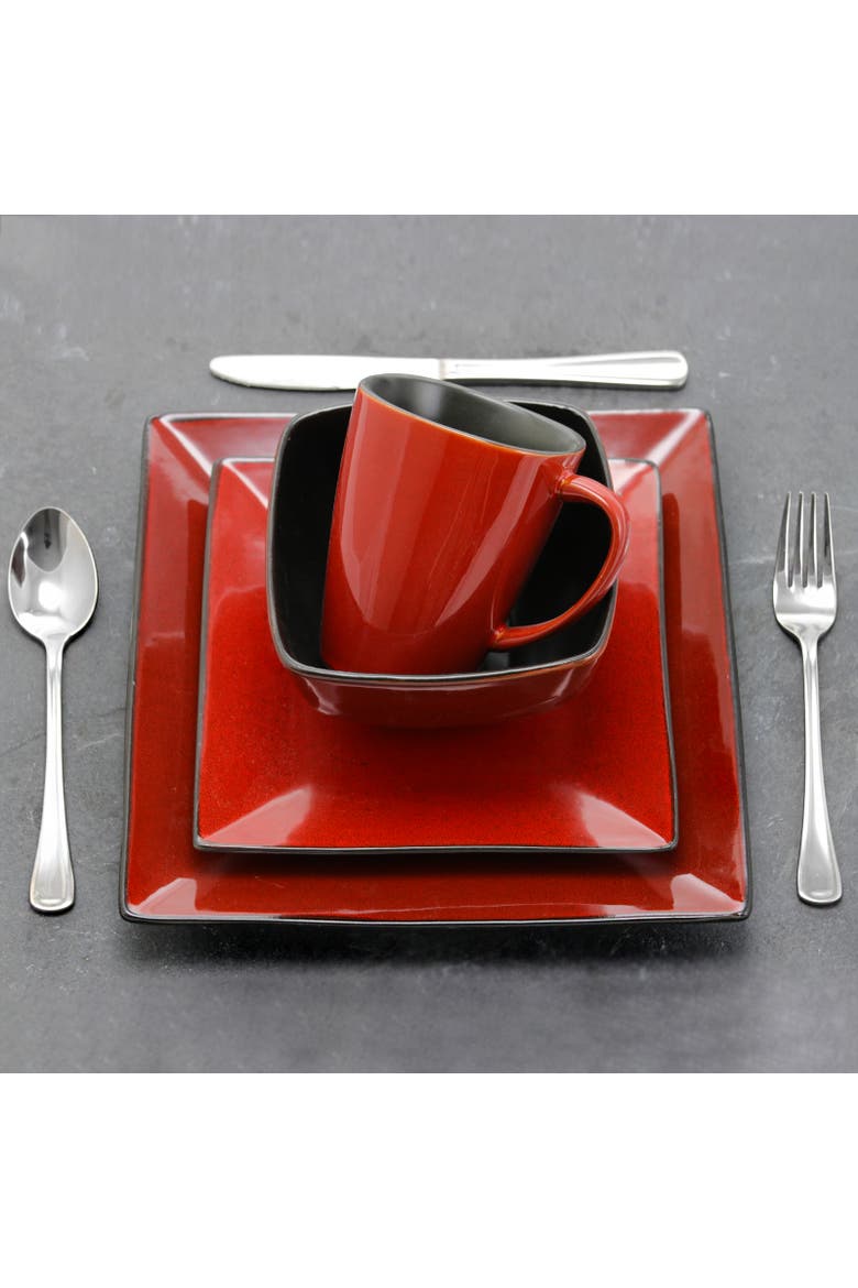 Harland Loft 16 Piece Stoneware Dinnerware, Alternate, color, Red