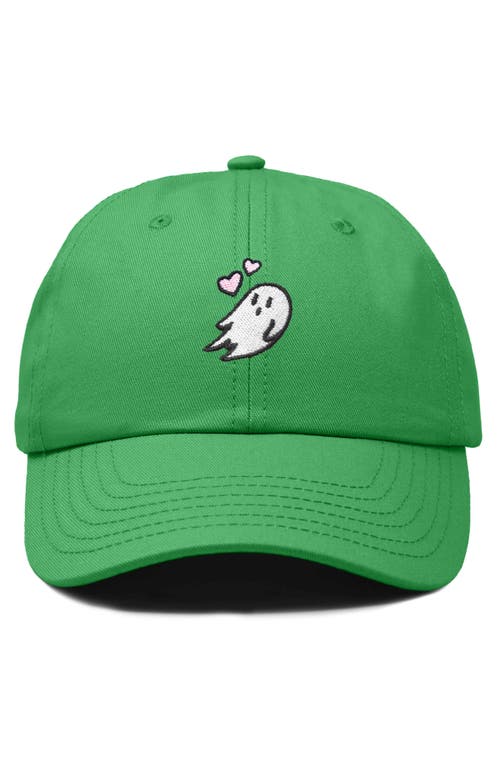 Dalix Heartly Ghost Embroidered Cap In Kelly Green