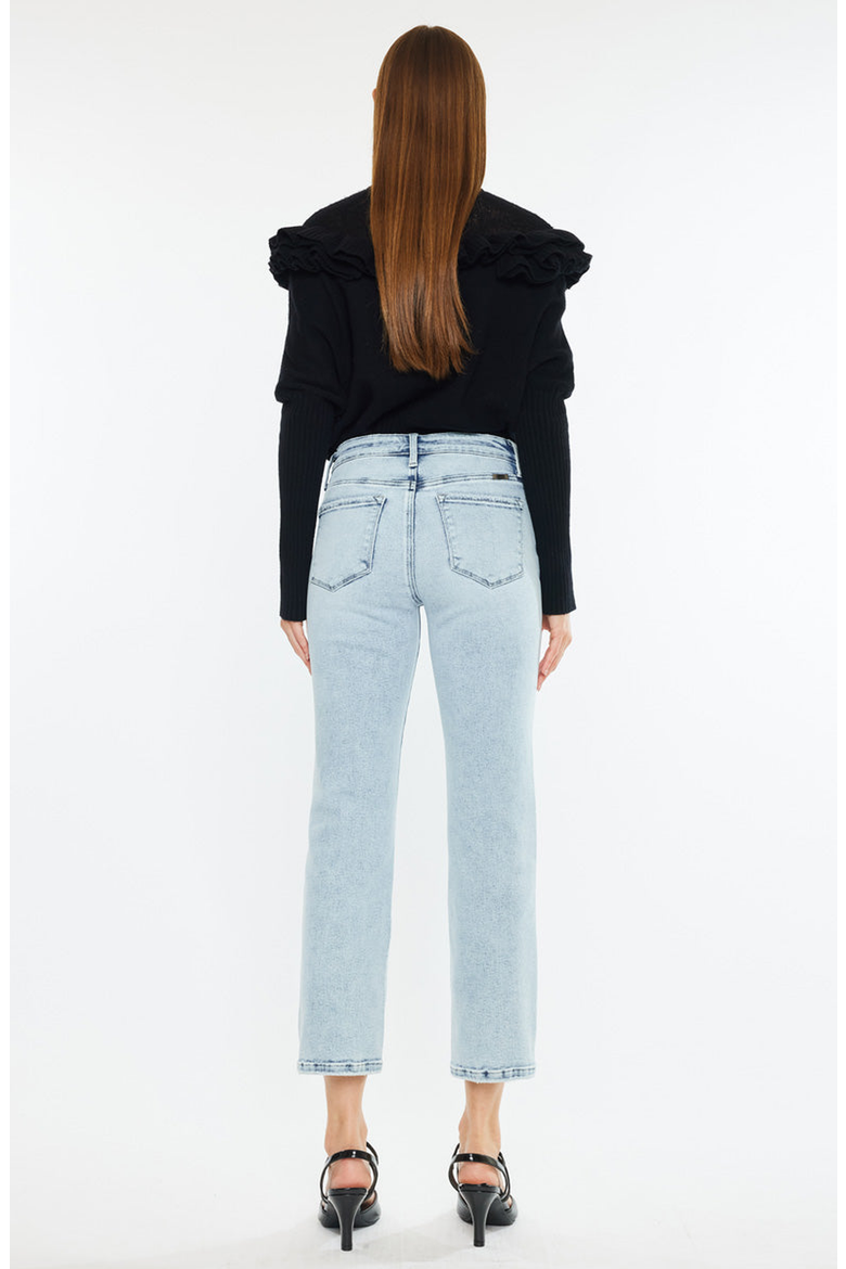 Pam Essentials Mid Rise Crop Straight Jeans, Alternate, color, Medium Wash