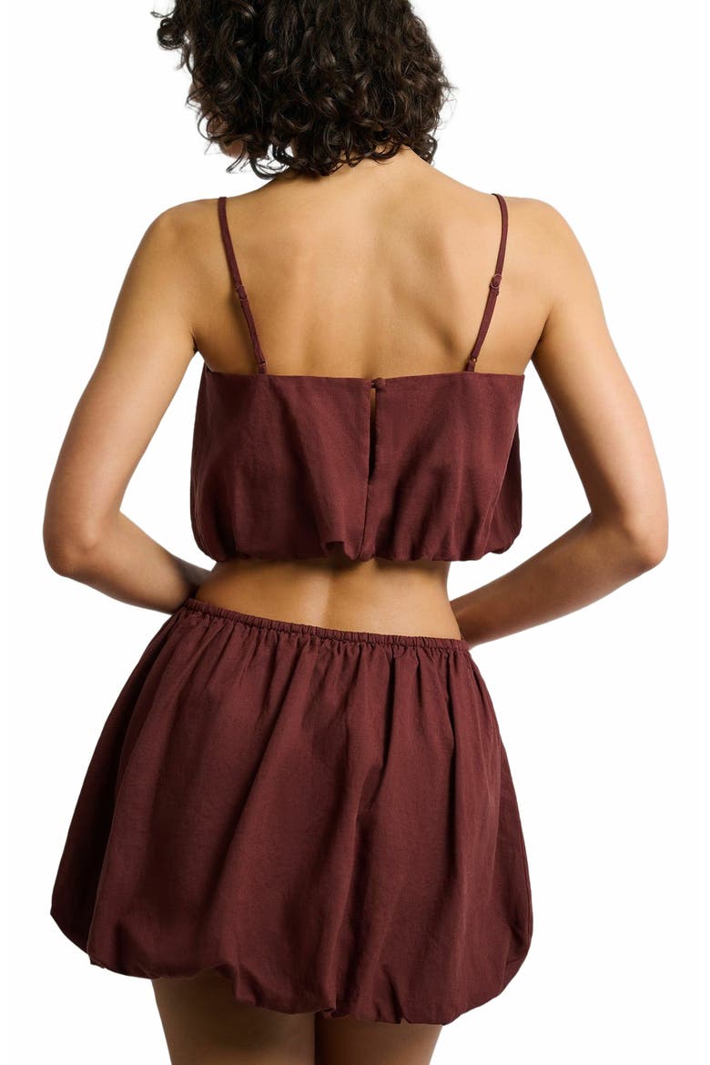 Air Linen Bubble Crop Top, Alternate, color, RUM