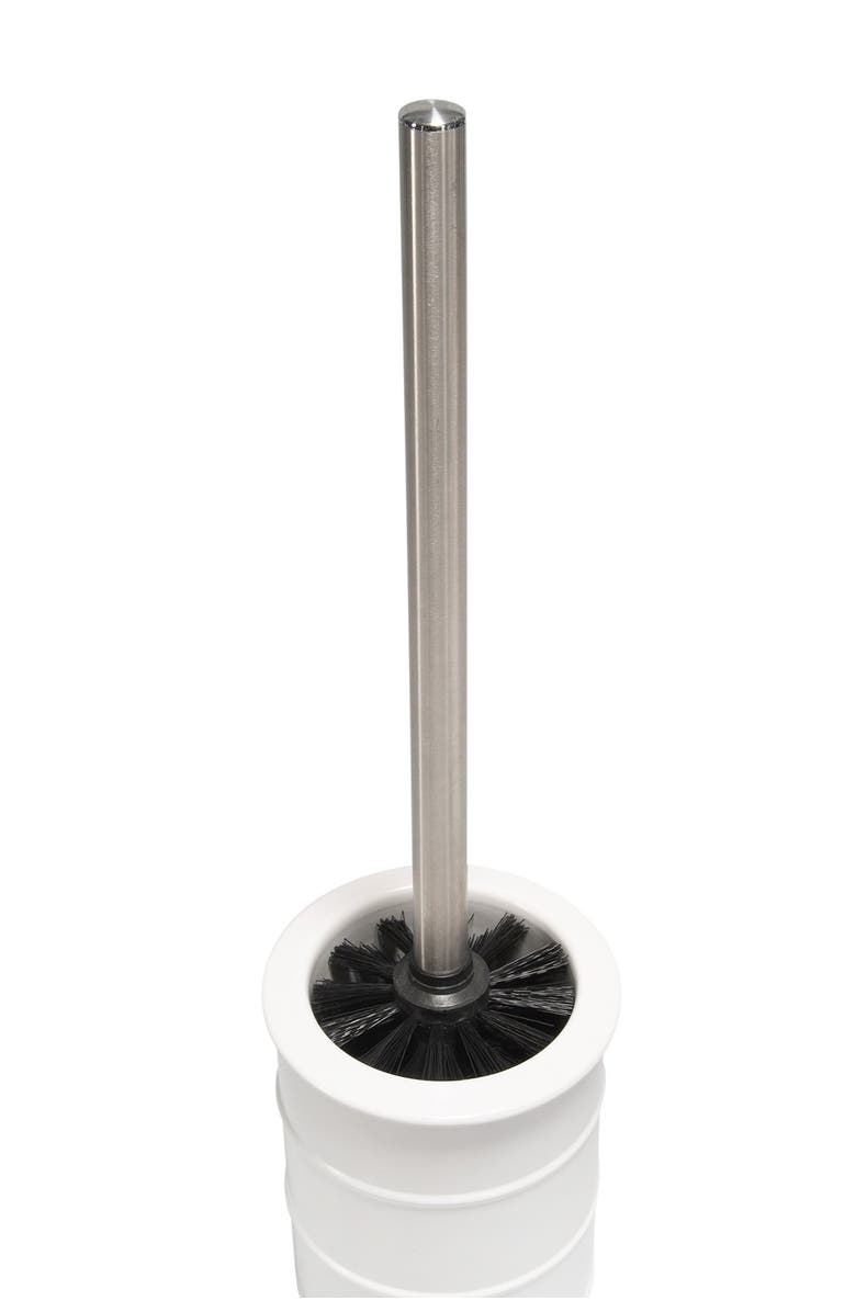 KENNEDY INTERNATIONAL Elle Decor Modern Ridge White Toilet Brush & Holder, Alternate, color, 