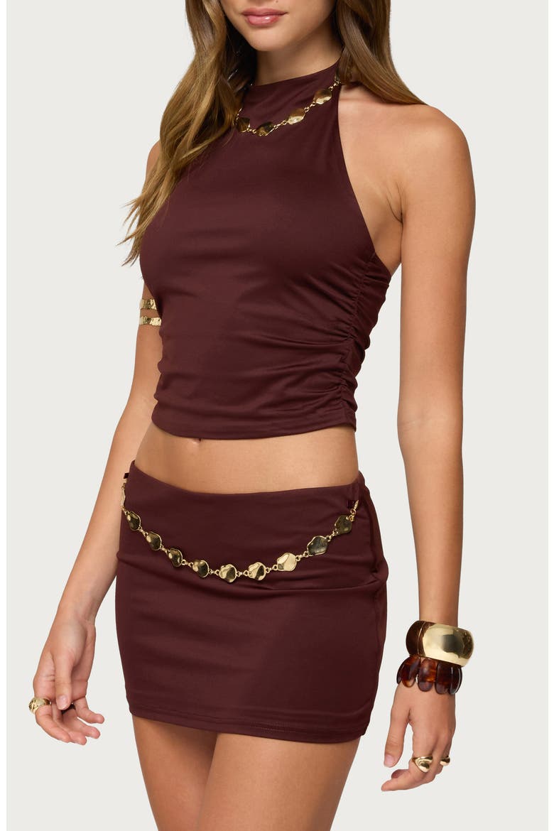 Briar Necklace Halter Crop Top, Alternate, color, BROWN