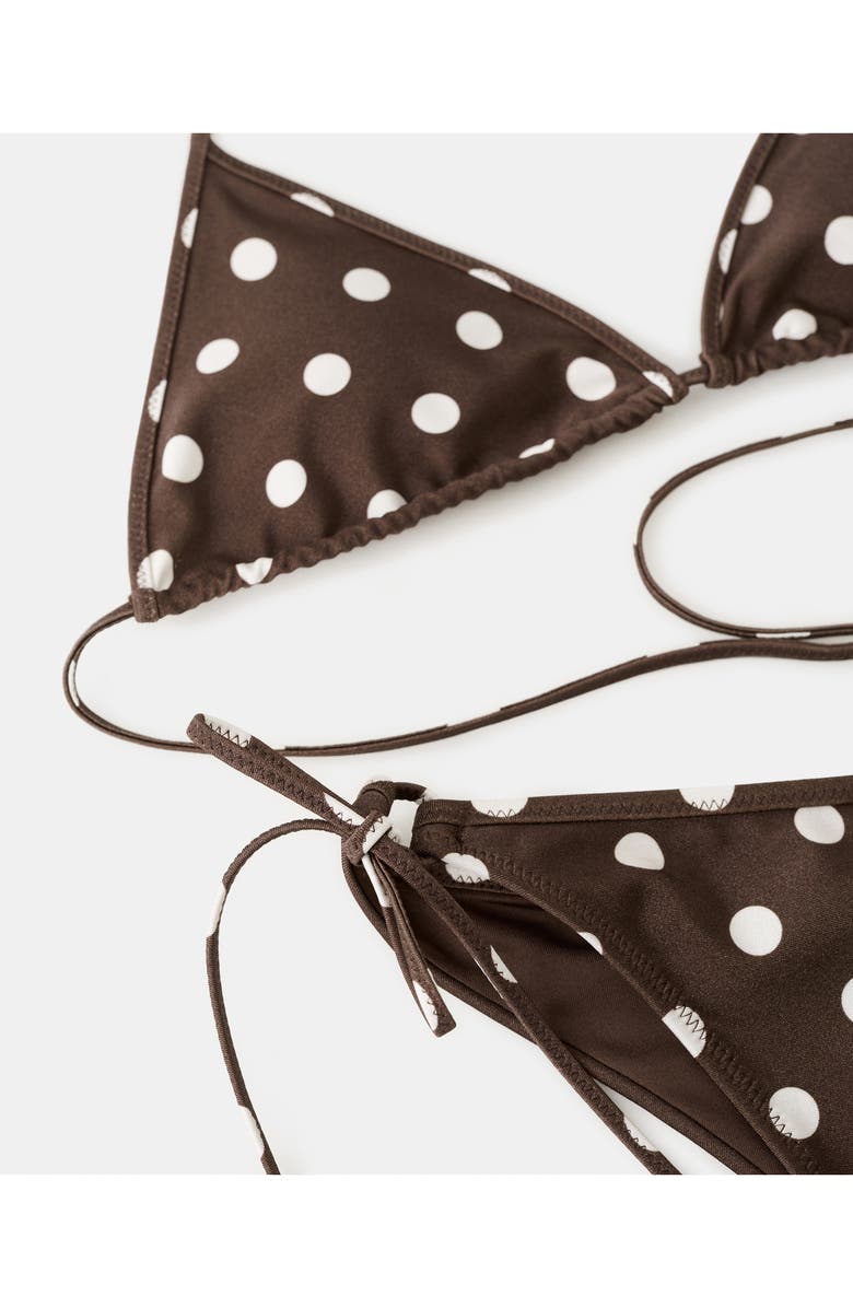 MANGO Polka Dot Triangle Swim Top, Alternate, color, Brown