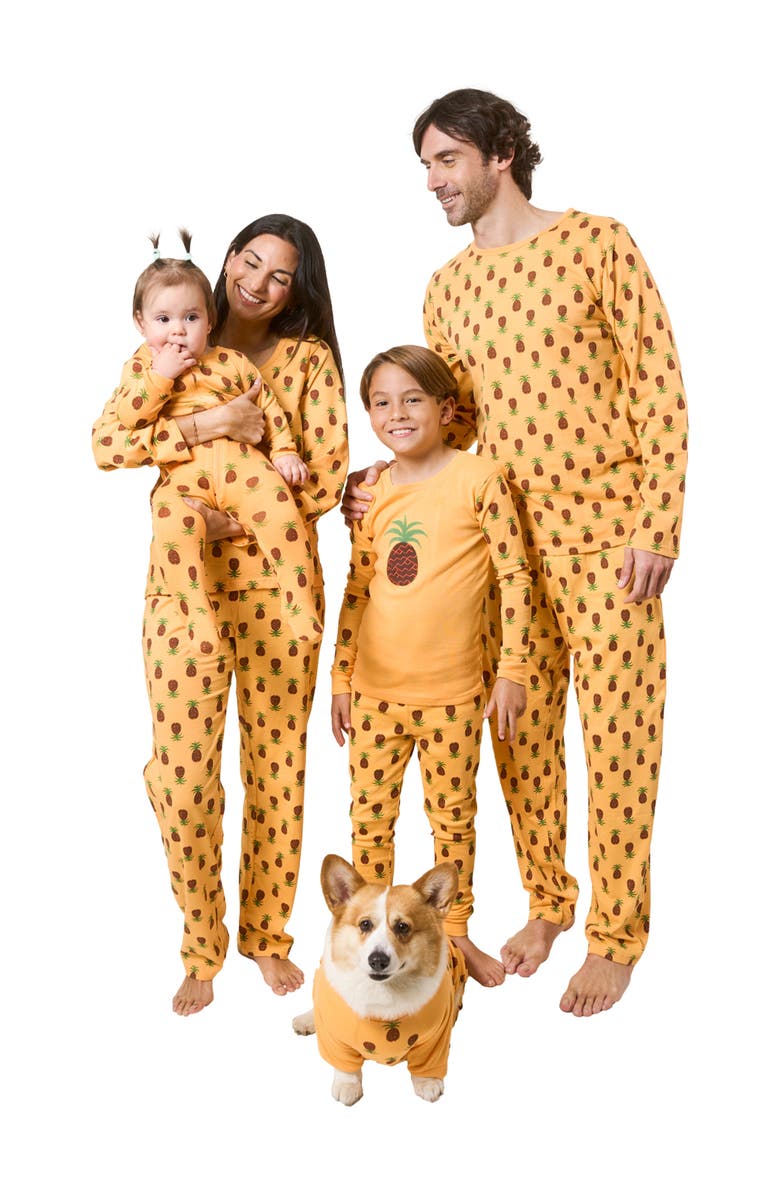 Leveret Two-Piece Cotton Printed Matching Family Pajamas, Playful Graphics, Alternate, color, Pineapple