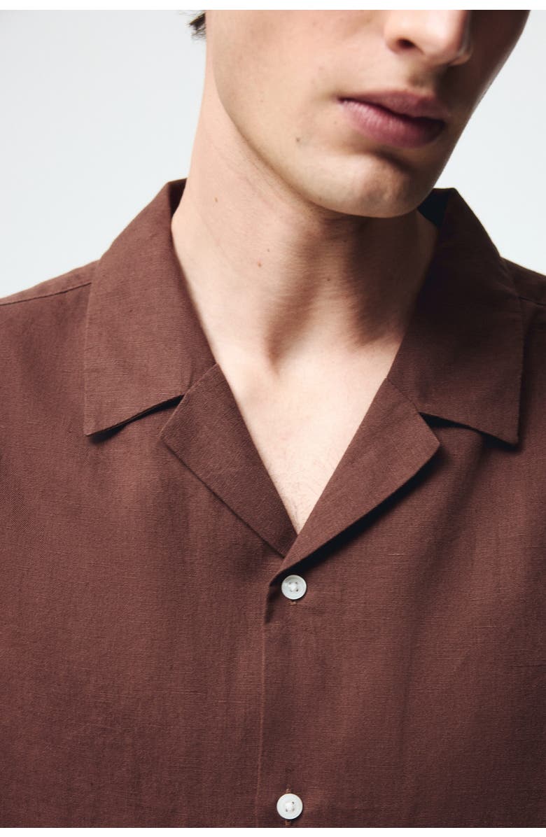 H&M Relaxed-fit linen-blend resort shirt, Alternate, color, Brown