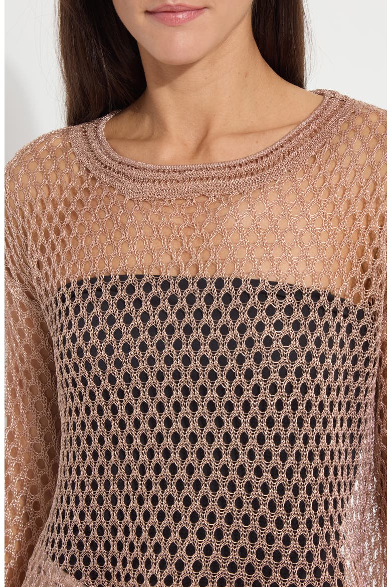 Lettie Metallic Mesh Sweater, Alternate, color, SPARKLING ROSE