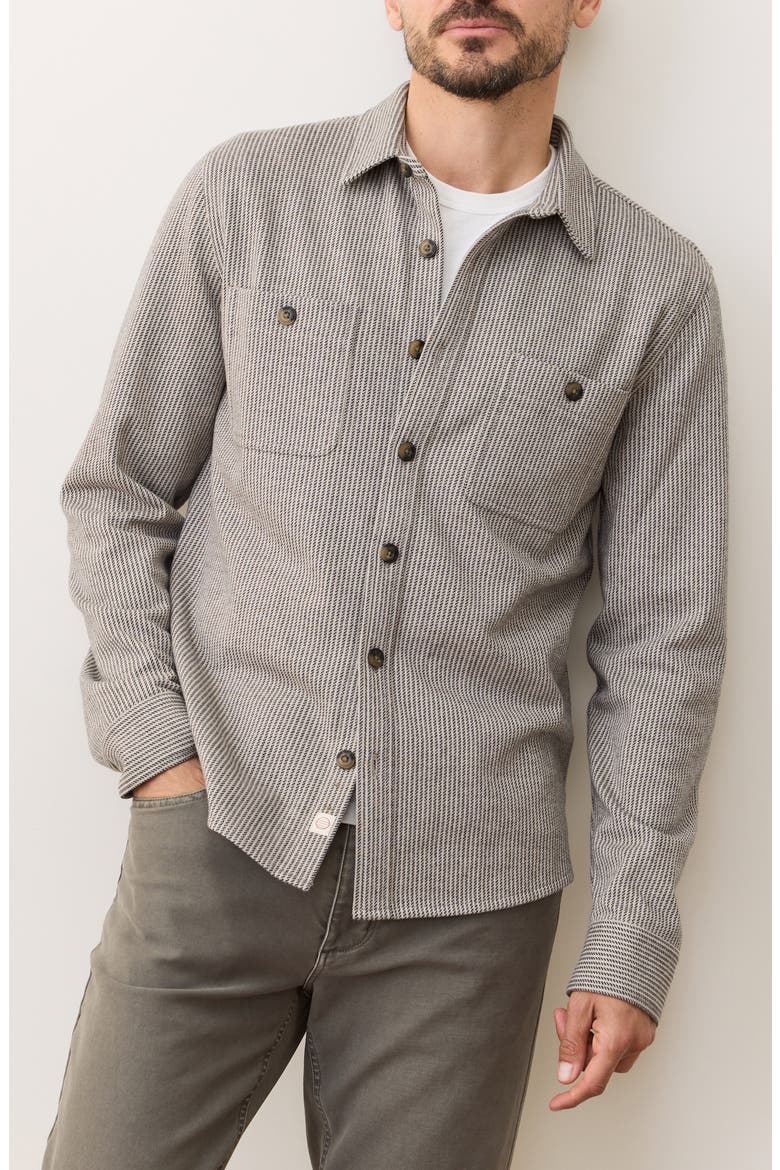 Pacifica Stripe Stretch Overshirt, Main, color, GREY RAILROAD STRIPE